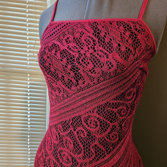 Vintage Wet Seal Red & Black Midi Dress Size S - Picture 3 of 6